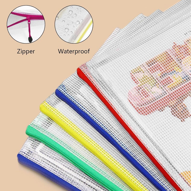 UMETDO 24pcs A4 Mesh Zipper Pouch Bags, Mesh Bags with Zipper Bulk, Pouches for Organization, Clear Storage Bags for Classroom, Travel, Office - Image 3